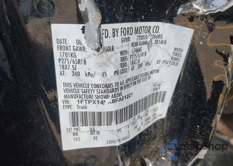 2008 Ford F-150 Fx4/Lariat/Xl/Xlt from USA, damaged, VIN 1FTPX14VX8FA01221